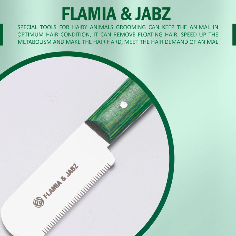 FJ Professional Stripping Knife, Right handed, 3 inch blade (Stainless Steel) (Fine, Green) Fine - PawsPlanet Australia