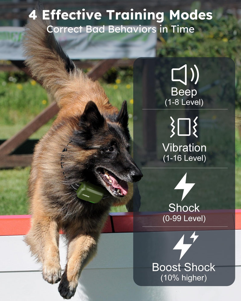 Dog Shock Collar 2 Dogs (10-120Lbs) - 3300FT Dog Training Collar with Remote IPX7 Waterproof Electric Collar with 4 Training Modes, Security Lock, Rechargeable e-Collar for All Breeds, Sizes Green - PawsPlanet Australia
