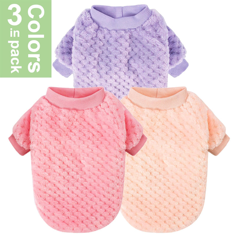 POMIU Dog Sweater, Dog Sweaters for Small Medium Dogs or Cat, Warm Soft Flannel Pet Clothes for Dogs Girl or Boy, Dog Shirt Coat Jacket (Peach+Purple+Rose, Medium) Peach+Purple+Rose - PawsPlanet Australia
