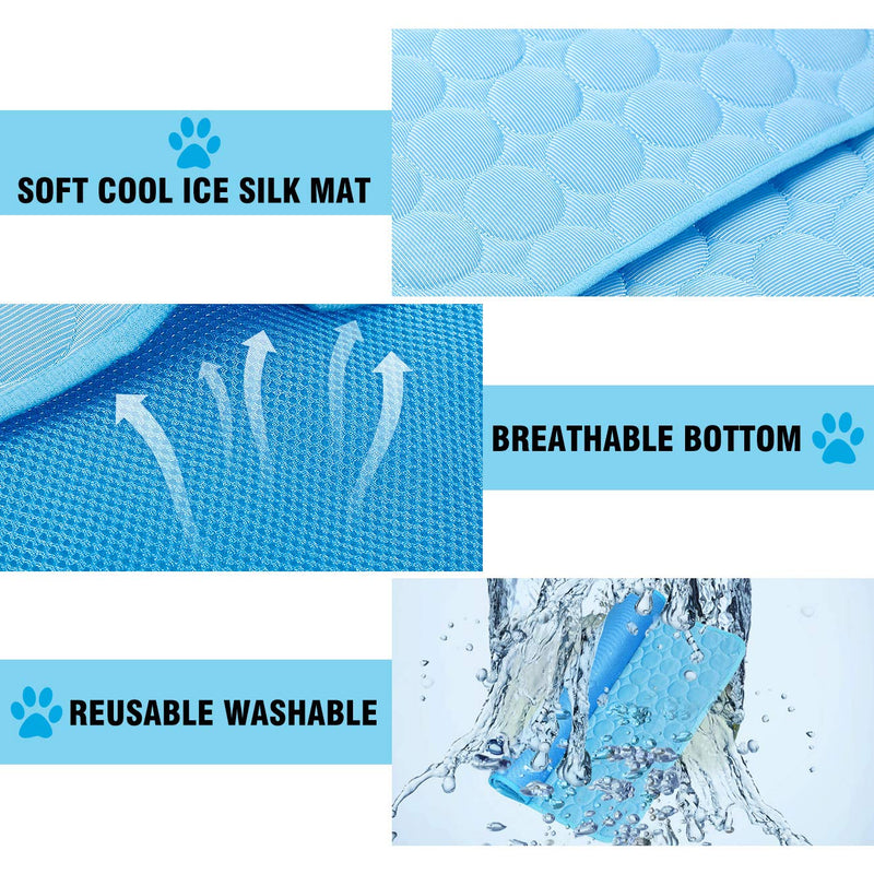 Dog Cooling Mat, Pet Dog Self Cooling Pad, Ice Silk Washable Summer Cool Mat for Cats, Kennels, Crates and Beds (XX-Large 59''×40'', Blue) XX-Large 59''×40'' - PawsPlanet Australia