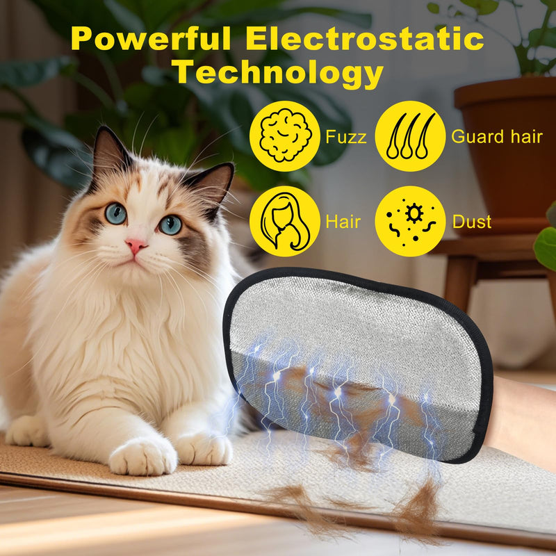 Pet Hair Removal Gloves for Cats & Dogs, Reusable Electrostatic Pet Grooming Gloves, Efficient Hair Remover Tools for Couch, Car Seat, Furniture, Carpet & Bedding (2 Pcs) - PawsPlanet Australia