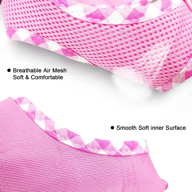 SuperBuddy Upgraded Soft Mesh Dog Harness, Super Breathable Lightweight Pet Harnesses for Puppy Dogs Outdoor Walking, Pink Dog Harness -Small S (Neck Girth 9.8"; Chest Girth:12”-18“) Adorable Pink