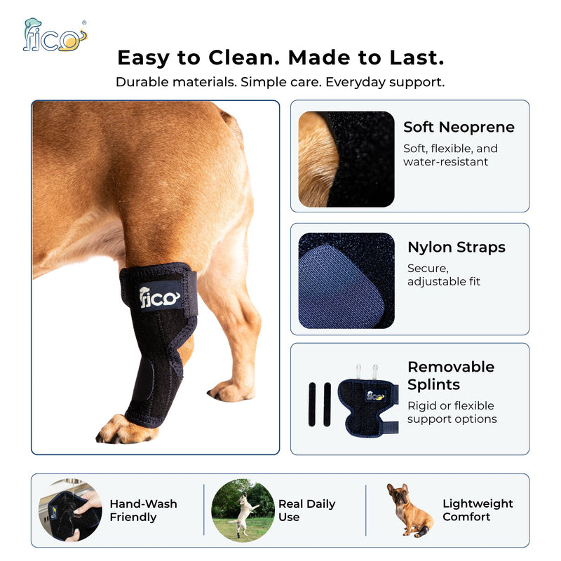 Dog Hock Brace for Ankle Support & Arthritis, Vet Approved Dog Back Leg Brace, Adjustable with Removable Splints, Orthopedic Support for Injuries, Sprains & Post-Surgery Recovery (Medium) Medium