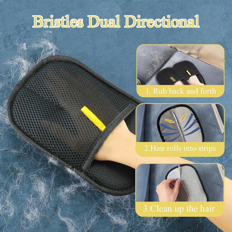 2 Pcs Pet Hair Removal Glove for Cats & Dogs, Newly Upgraded Reusable & Washable Magic Brush Pet Hair Removal Tool,Suitable for Sofas, Clothing,Carpets, and Car Seats - PawsPlanet Australia