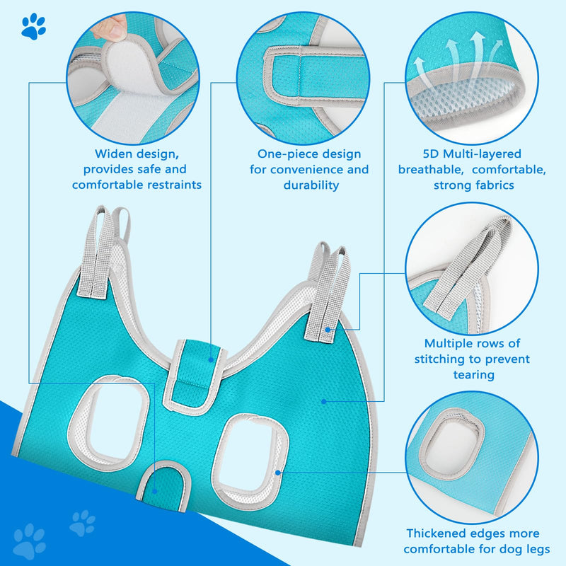 Supet Dog Grooming Hammock for Large Dogs, Dog Hanging Harness for Nail Trimming Doorframe, Pet Holder Restraint for Clipping Nails, Pet Hoist Sling for Cutting Nails at Home (Blue L) L（ Legs Spacing：10.2"-18.0" / Max W：60LBS） Blue - PawsPlanet Australia