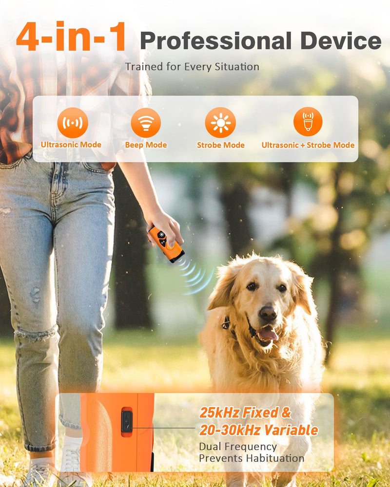 Dog Bark Deterrent Devices | Stop Your & Neighbor’s Dog Barking | 3X Ultrasonic & 23ft Range Anti Barking Device | Dog Behavior Correction Training Indoor Outdoor Orange Black - PawsPlanet Australia