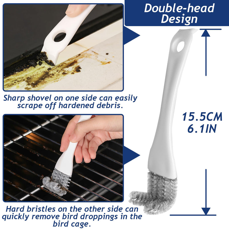 Upgrade 6PCS Cage Cleaner Set,2-in-1 Stainless Steel Pet Cage Brush,Bird Poop Remover,Scraper Tool with Long Handle,Small Animals House Cleaning Accessories,Mini Dustpan and Broom Set (6PCS) - PawsPlanet Australia