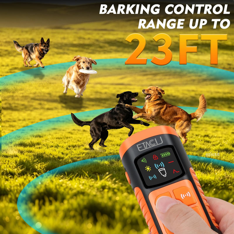 ETACCU Dog Bark Deterrent Devices, Anti Barking Device for Dogs Ultrasonic Bark Stopper Portable Dog,4 Training Modes 23 FT Range Barks for Dogs