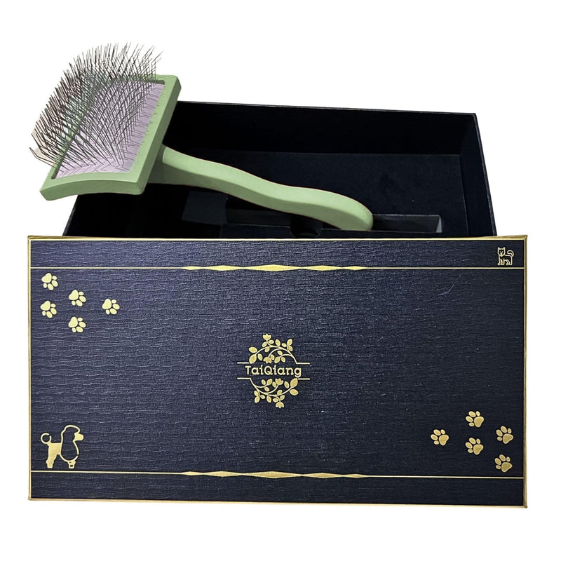 Dog Slicker Brush for Goldendoodle Labradoodle Poodle - Professional Grooming with Soft Long Stainless Steel Pins, Green, Large - PawsPlanet Australia