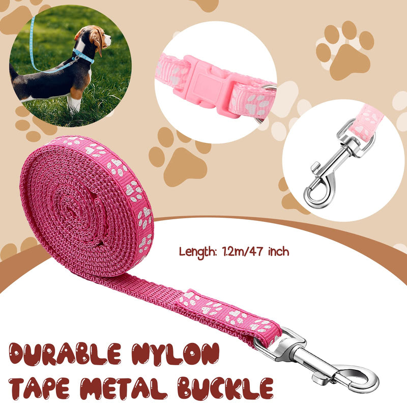 Amylove 48 Pcs Dog Collar and Leash Set, Polypropylene Adjustable Puppy Collars for Medium Dogs Small Pet Puppy Walking Training with Hook and Buckle(Multicolor,Paws Pattern) Multicolor Paws Pattern - PawsPlanet Australia