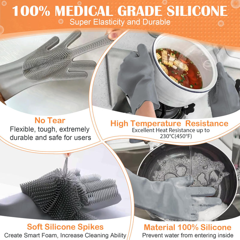 Pet grooming gloves,Dog washing gloves with High-Density Teeth with Five Finger Design to bathing and Massage for Dog Gray - PawsPlanet Australia