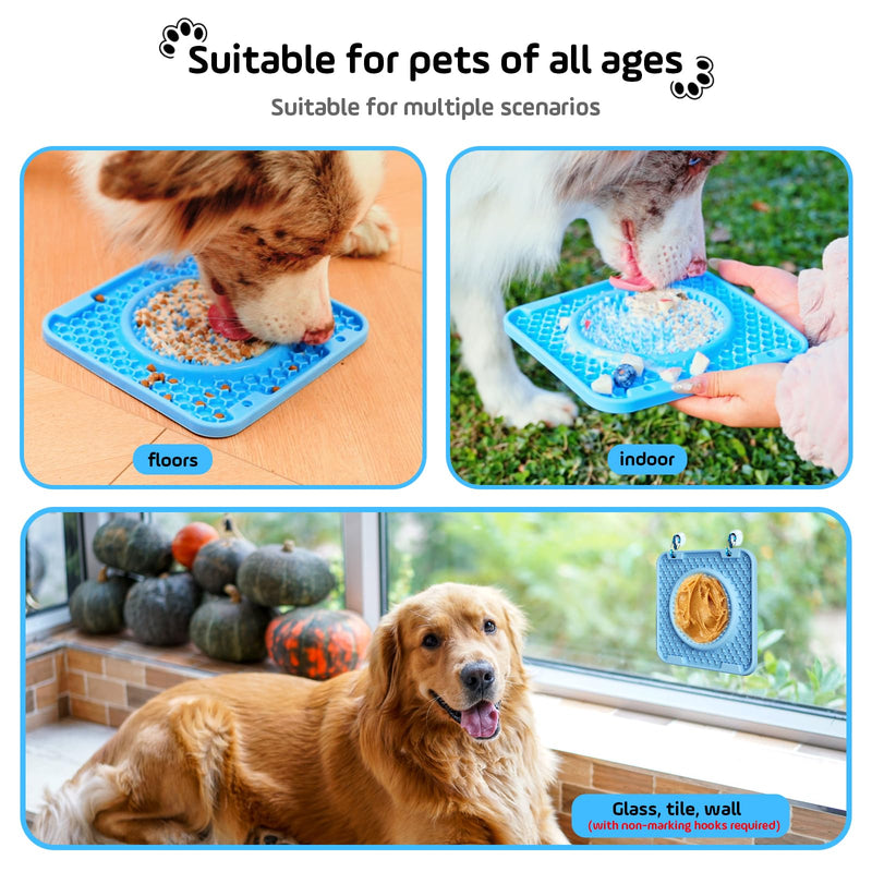 Dog Lick Mats for Large Dogs - 3 in 1 Lick Mat Crate Training Aid for Puppies,Dog Lick Bowl,Peanut Butter Licking Pads for Dogs Boredom and Anxiety Relief Blue - PawsPlanet Australia