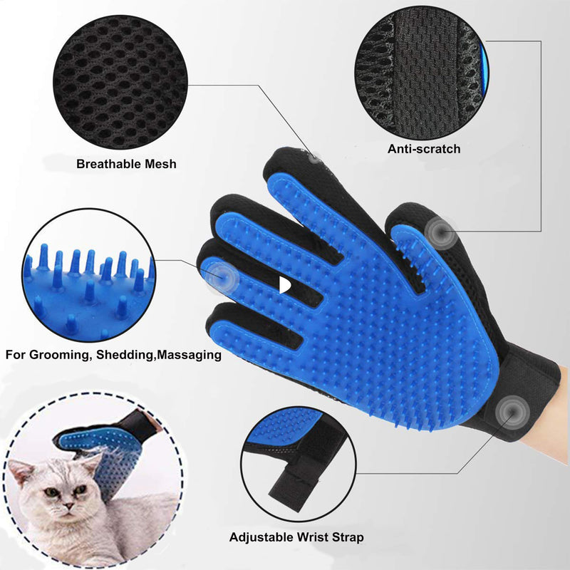 3PCS Pet Grooming Kit: Shampoo Massage Gloves, Hair Fur Remover for Bathing, Shedding Brush for Short & Long Fur Orange - PawsPlanet Australia