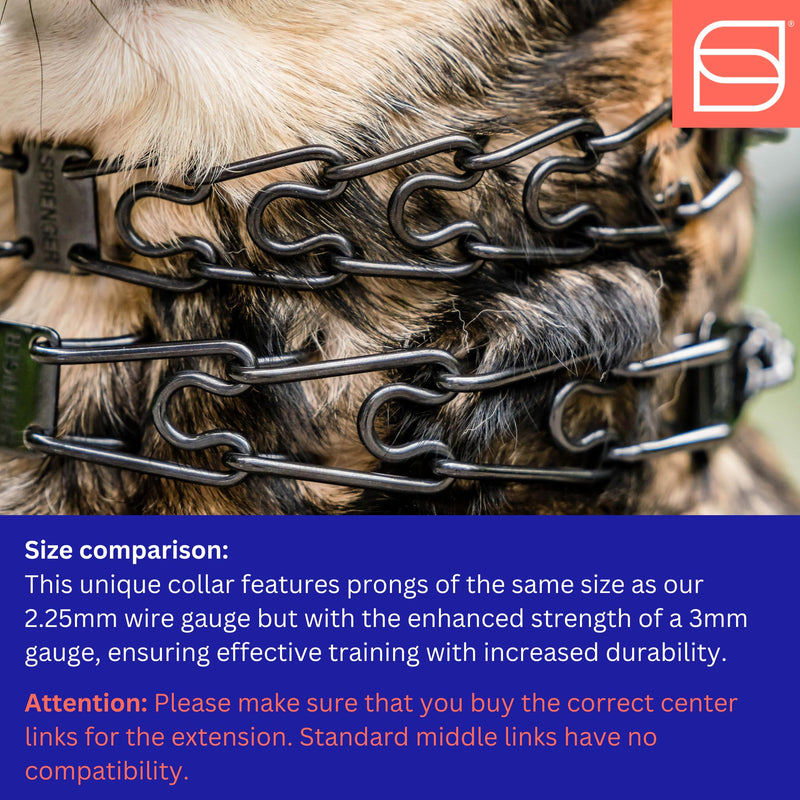 Herm. Sprenger Ultra-Plus Prong Dog Training Collar, Anti Pull Training Pinch Collar, Stainless Steel Black (3.0 mm x 17" Neck Size; 20" Chain Length) - Swivel-Ring Version - PawsPlanet Australia