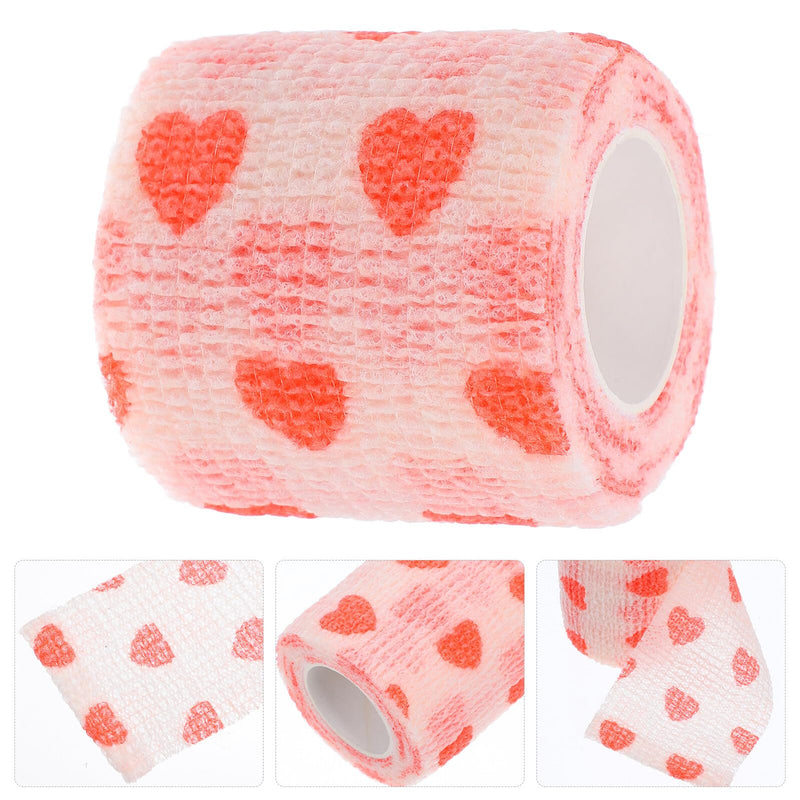 Supvox Self-Adhesive Elastic Pet Bandage with Heart Pattern, Non-woven Fabric, 5cm x 4.5m, Adjustable for Dog Paws, Cats and Horses, Breathable and Skin-Friendly, Wound Protection