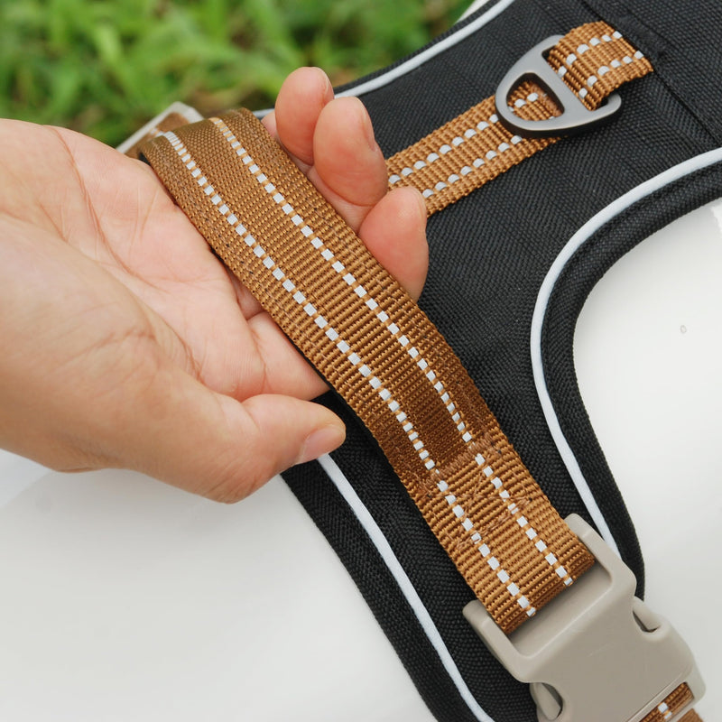 No Pull Reflective Black Dog Harness with Easy Control Handle, Soft Padded Mesh Liner, Adjustable Dog Vest Harness for Large Medium Small Dogs (Black, M) - PawsPlanet Australia