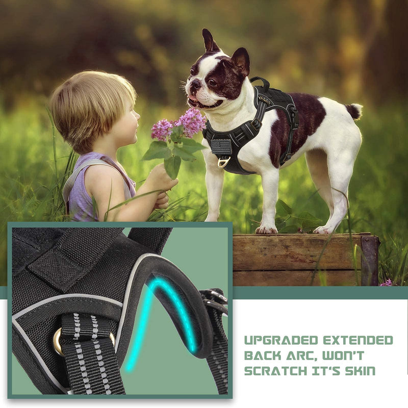 BUMBIN Tactical Dog Harness for Small Dogs No Pull, Famous TIK Tok No Pull Puppy Harness, Fit Smart Reflective Pet Walking Harness for Training, Adjustable Dog Vest Harness with Handle Black S S(Neck:13-16", Chest:15-23") - PawsPlanet Australia