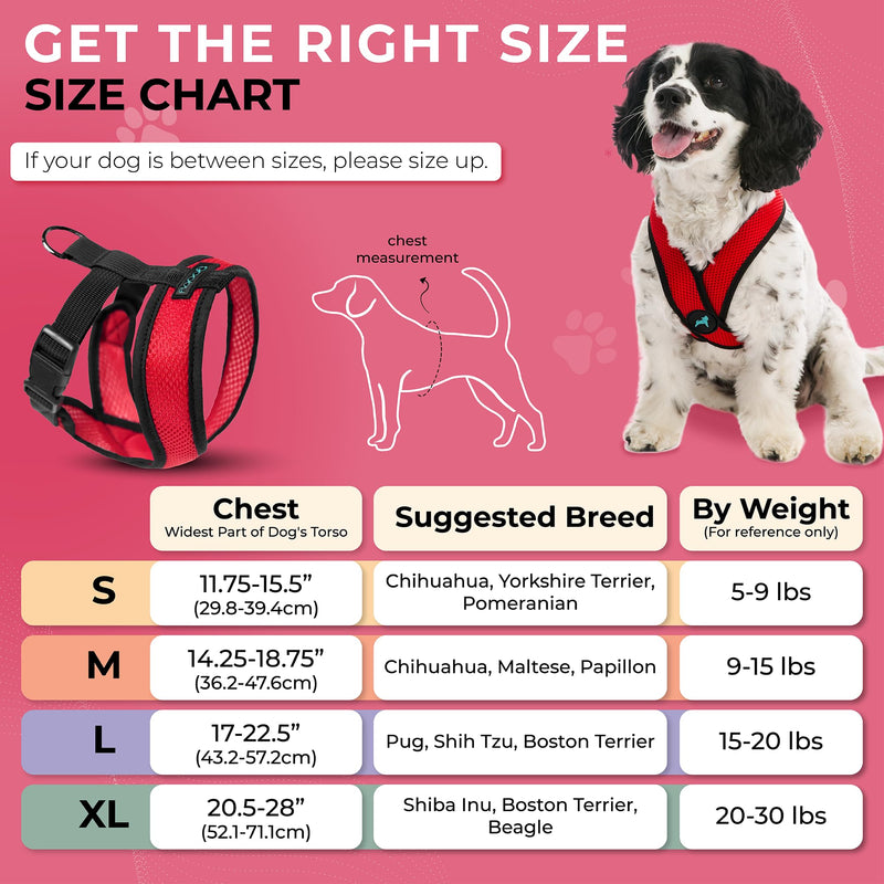 Gooby Comfort X Head in Harness - Red, Medium - No Pull Small Dog Harness, Patented Choke-Free X Frame - Perfect on The Go Dog Harness for Medium Dogs No Pull or Small Dogs for Indoor and Outdoor Use Medium Chest (14.25-18.75") - PawsPlanet Australia