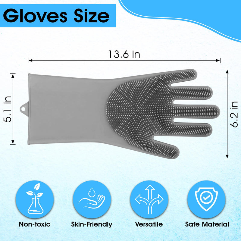 Pet Grooming Gloves - High-Density Silicone Gloves with Enhanced Five Finger Design for Massaging and Bathing Dogs and Cats (Grey) Gray - PawsPlanet Australia