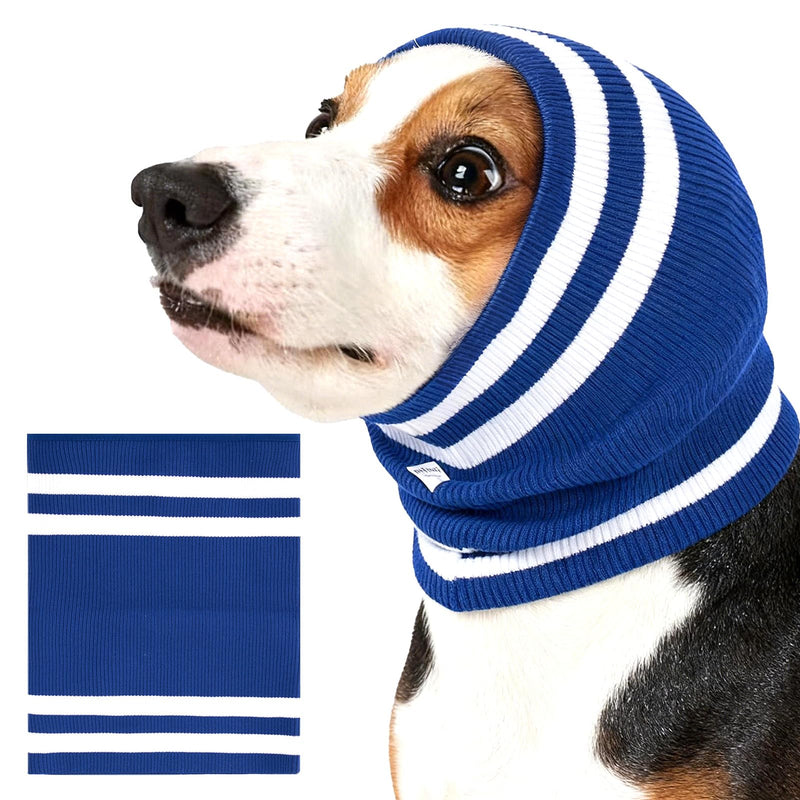 EASY JOY Dog Snood & Ear Protector, Dog Ear Muffs & Cover for Noise Reducing, Anti-Anxiety, Warm Knit Snood for Dogs and Cats Neck Protection, Size M, Blue