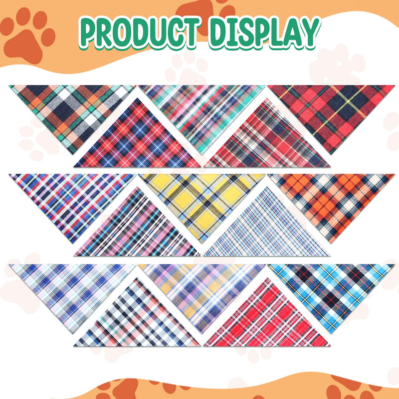 Tegeme 50 Pcs Christmas Triangle Pattern Dog Accessories - Washable Bandanas with Drool Guards for Small to Large Dogs. Boys & Girls, Christmas, Plaid - PawsPlanet Australia