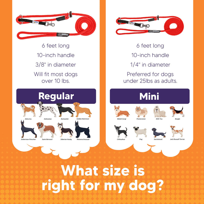 Heather's Heroes The Sidekick No-Pull Leash, Red, Mini Mini (1/4") - PawsPlanet Australia
