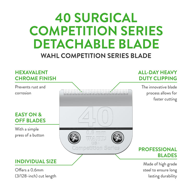 Wahl Professional Animal Competition Series Detachable Blade - 3/128-Inch Cut Length, 40 Surgical (2352-100)