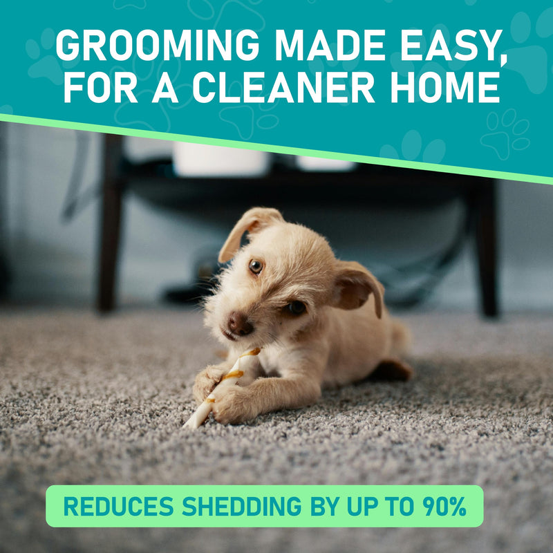 Maxpower Planet Hair Brush - Double Sided Shedding, Dematting Undercoat Rake for Dogs and Cats - Extra Wide Dog Grooming Brush, Reduce Shedding by 95%, Turquoise Large - PawsPlanet Australia