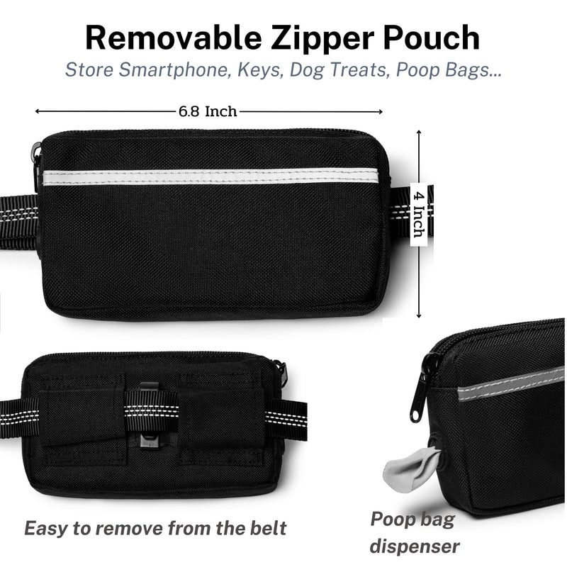 5ft Hands Free Dog Leash, Waist Dog Leash, Heavy Duty Belt Dog Leashes with Zipper Pouch, and Highly Reflective Threads for Walking, Jogging, and Running with Your Dog - PawsPlanet Australia