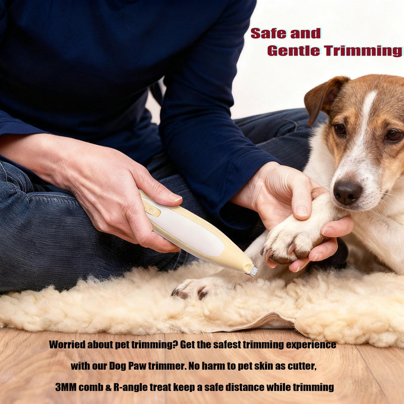 Ultra-Quiet Dog & Cat Paw Trimmer - LED Light Pet Foot Hair Remover, Safe Grooming Clippers for Paw Pads Yellow