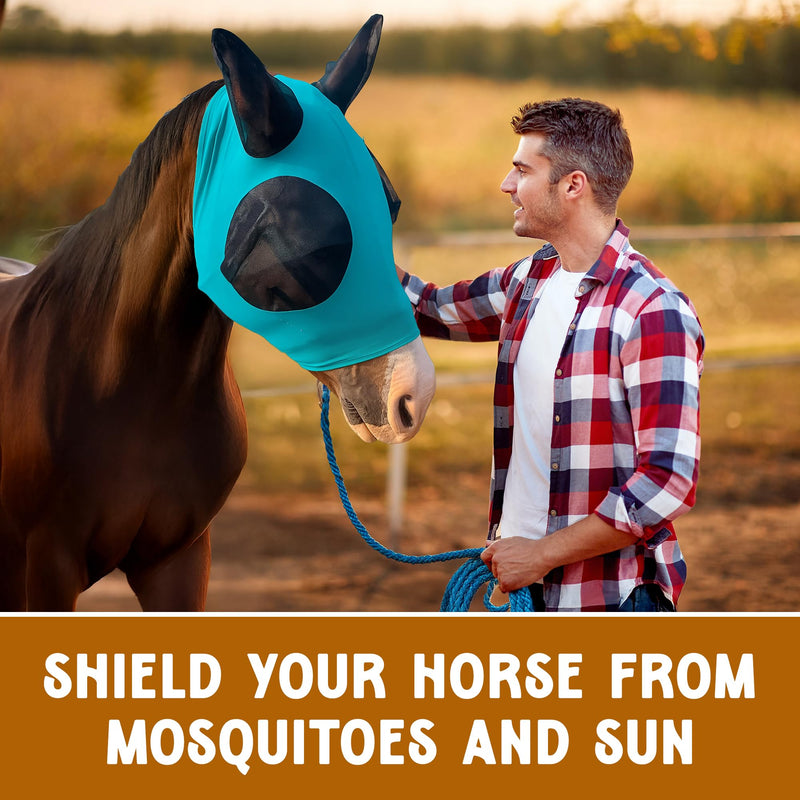 Horse Fly Mask - Arab Equine Fly Mask with Full Coverage for Eye & Ear - Stretchable, UV & Sun Protection Flymask for Horses, Ponies & Mini Horses - Horse Face Cover for Pasture & Trail - Stars Arab/Cob/Small Quarter - PawsPlanet Australia