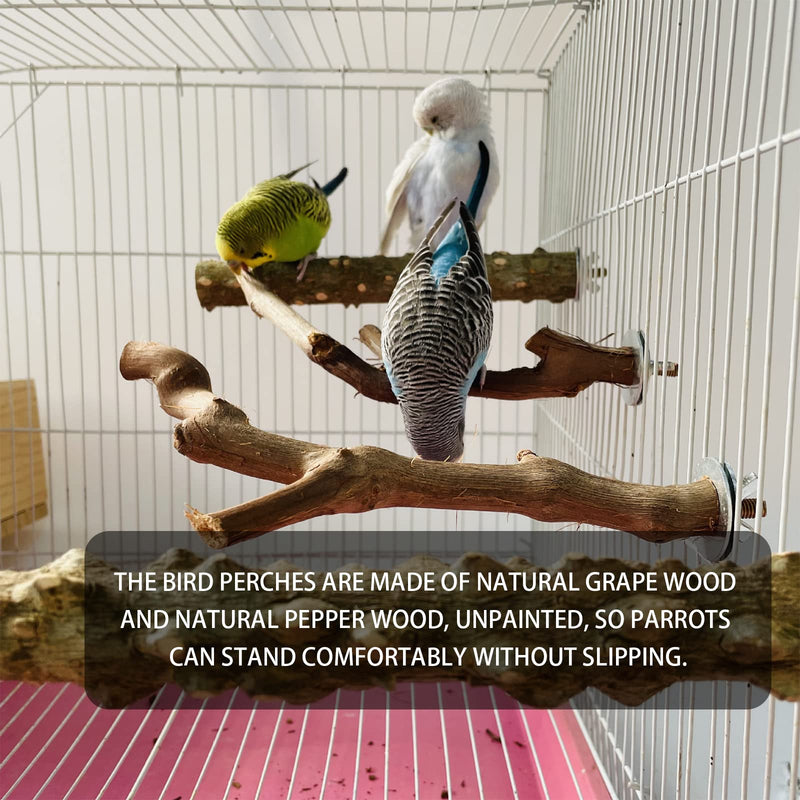 5PCS Bird Perch Stand Natural Wooden Parrot Stand Branch,3 Grape Wood Perch,2 Stand,Paw Grinding Fork Parakeet Chewing Stick Exercise Training Branches for Cockatiels,Small Medium Birds - PawsPlanet Australia