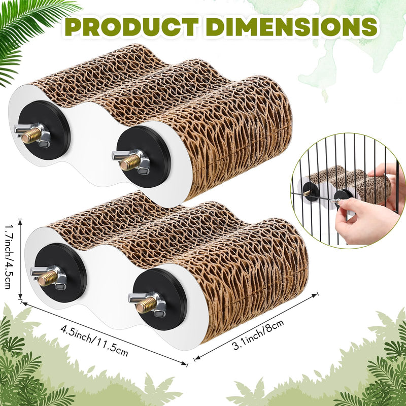 2-Piece Bird Platforms for Macaws, Small Parakeets, Conures, Budgies; Brown Corrugated Paper; Bird Perch, Chew Toy, & Playground - PawsPlanet Australia