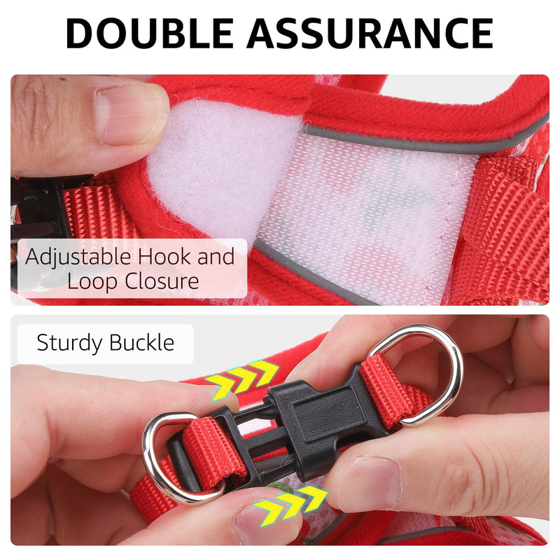 SCENEREAL Cat Harness & Leash Set Escape Proof - Adjustable Air Mesh Vest with Reflective Strips for Kittens, Puppies, Rabbits, Cherry S Small(Chest Adjustable 11.5-13in) - PawsPlanet Australia