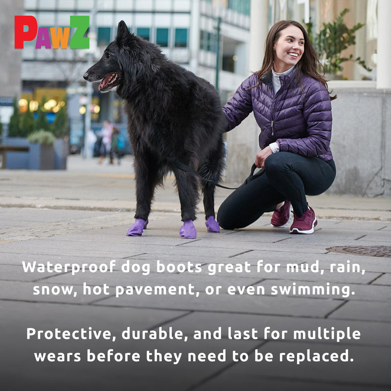 PawZ Rubber Dog Boots for Large Paws - All-Weather Waterproof Dog Shoes, Anti-Slip Traction for Rain, Snow, Mud & Hot Pavement - Pull-On Dog Booties, Olive Green - X-Large (4" +) - Pack of 24