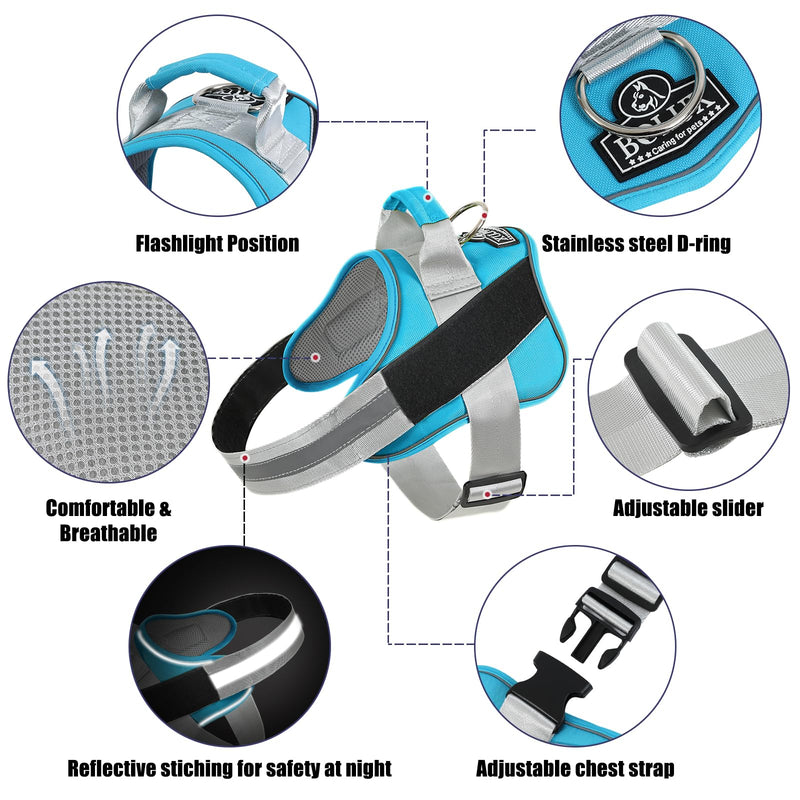Bolux Dog Harness, No-Pull Reflective Dog Vest, Breathable Adjustable Pet Harness with Handle for Outdoor Walking - No More Pulling, Tugging or Choking (OceanicBlue, Large (Pack of 1)) Large (Pack of 1) OceanicBlue - PawsPlanet Australia
