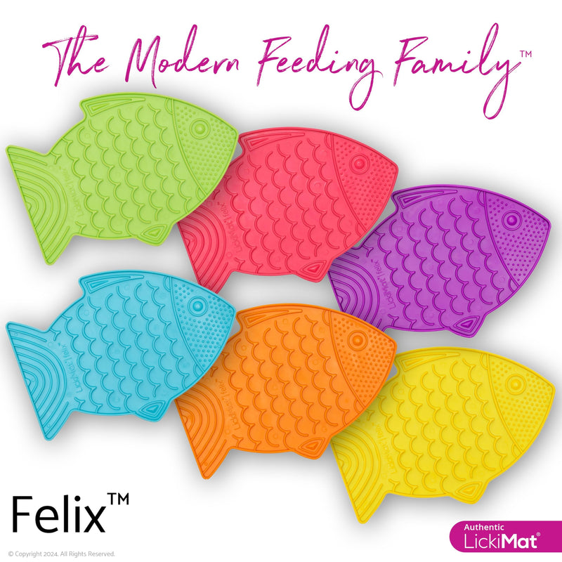 LickiMat Felix, Fish-Shaped Cat Slow Feeders Lick Mat, Boredom Anxiety Reducer; Perfect for Food, Treats, Yogurt, or Peanut Butter. Fun Alternative to a Slow Feed Cat Bowl or Dish, Turquoise