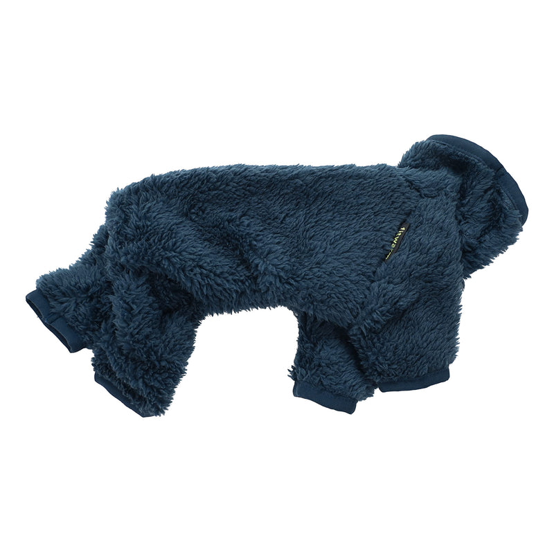 Fitwarm Dog Fuzzy Velvet Pajamas, Dog Winter Clothes for Small Dogs Boy Girl, Pet Jumpsuit, Doggy Apparel, Navy Blue, Medium