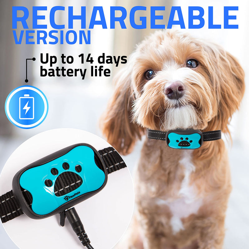 Rechargeable Anti Bark Collar - No Shock Training Dog Collar - Humane with Vibration and Sound Barking Collar for Small Medium Large Dogs - 2 Pack Blue Orange (Rechargeable) Orange & Blue Rechargeable - PawsPlanet Australia