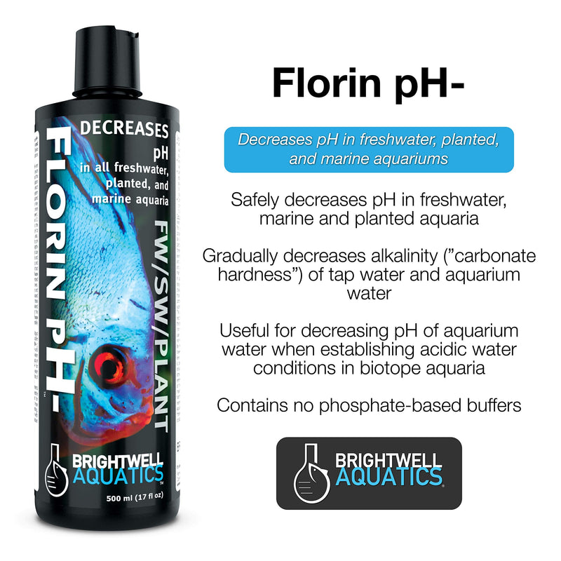 Brightwell Aquatics Florin pH- - Water Conditioner to Lower pH Level in Freshwater, Planted, and Marine Saltwater Aquariums, 500-ml - PawsPlanet Australia