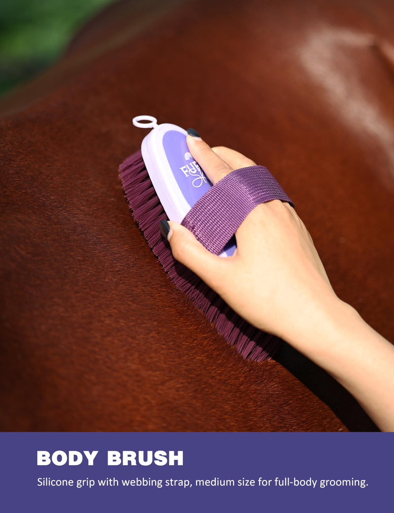 9PCS Horse Grooming Kit Curry Comb Sweat Scraper Horse Bathing Supplies Grooming Tools with Storage Bag Sugar Taro - PawsPlanet Australia