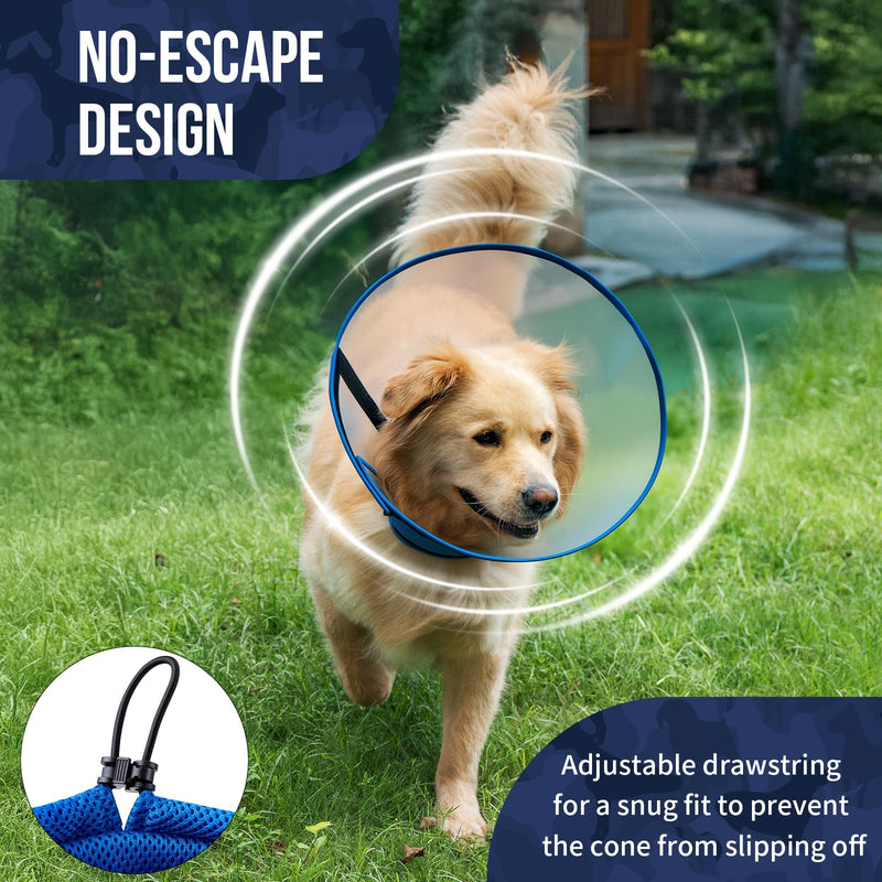 OneTigris Depth Adjustable Soft Dog Cone Collar for Medium Large Dogs After Surgery, Recovery for Small Dogs, Lightweight Elizabethan Collar for Dog to Stop Licking (Blue, XL) Blue