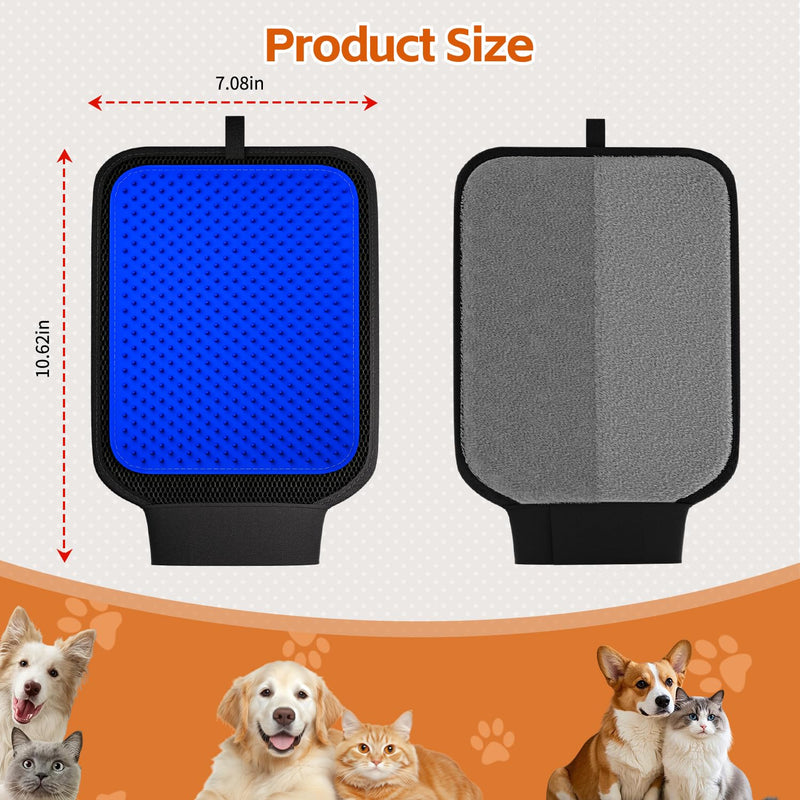 2 Pack Pet Hair Removal Glove, Pet Hair Remover Tool with with Wrist Strap, Gentle Shedding Silicone Brushes for Dogs & Cats, Efficient Pet Hair Gloves for Couch Carpet Clothing DM2BD-BU - PawsPlanet Australia