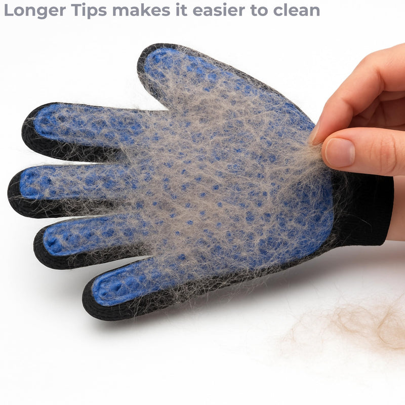 Pet Hair Removal Glove for Dogs & Cats, Pet Grooming Glove – 2-in-1 Deshedding & Massage Mitt – Soft Silicone Tips – Left & Right Hand Set + Bonus Detail Tool