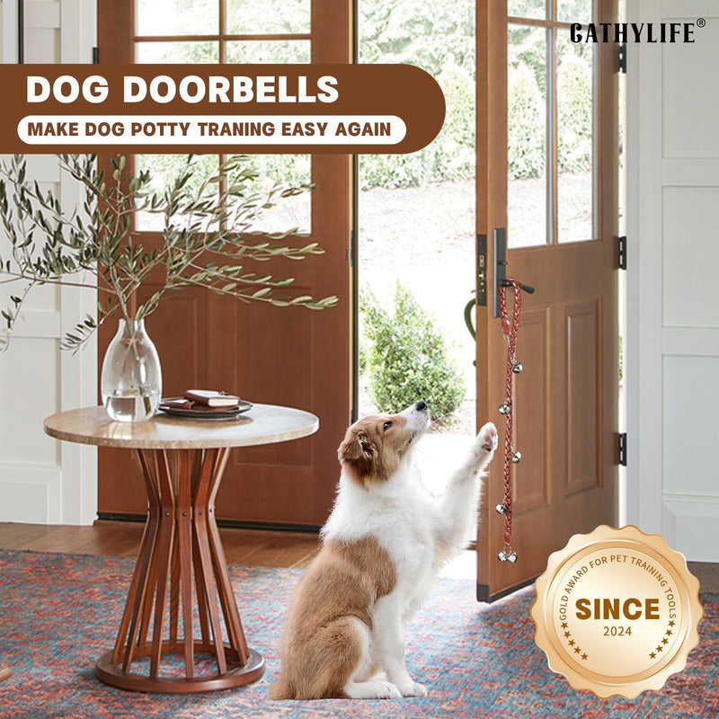 Dog Bells to Go Outside & Puppy Potty Training. Adjustable Dog Door Bell Ring to Go Potty. Handmade with Premium PU Leather. Twisted Style. (Brown) Brown - PawsPlanet Australia