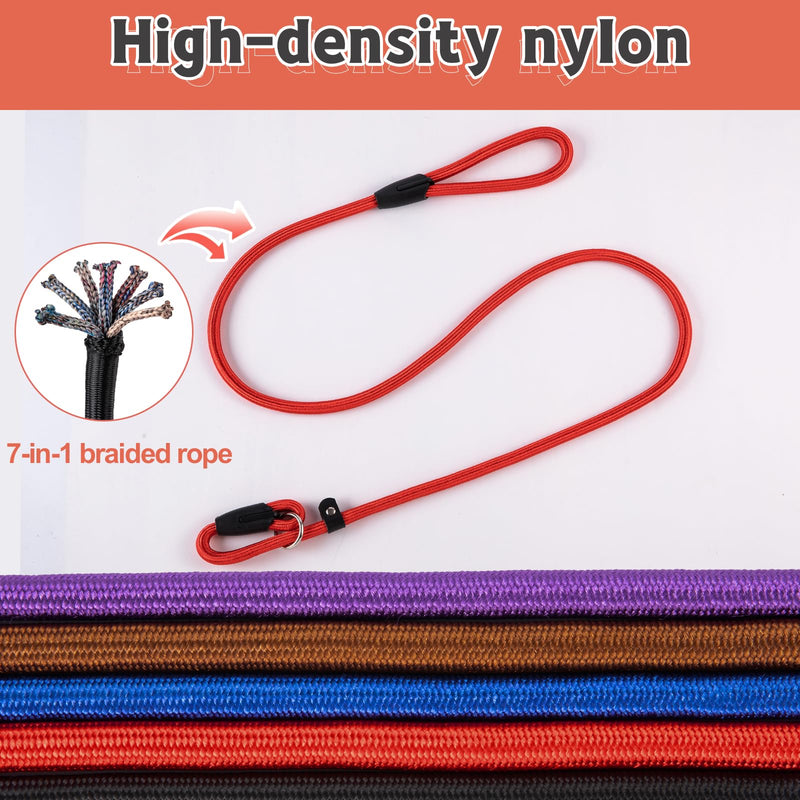 5pcs Slip Lead Dog Leash,Strong Nylon Rope Leash,Training Leash for Large Medium and Small Dogs - PawsPlanet Australia