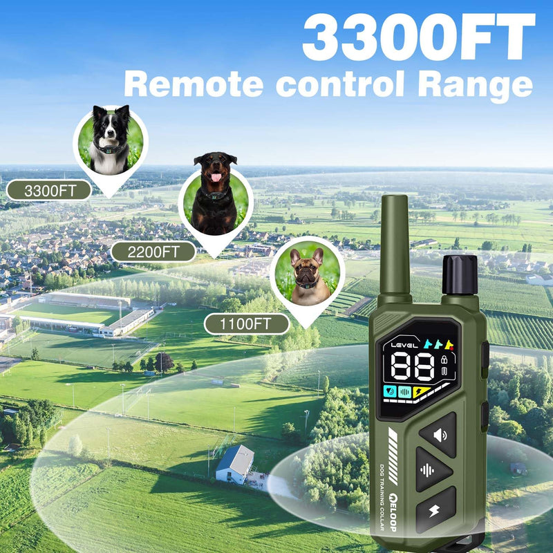 Smart Dog Training Collar for 2 Dogs, 2-in-1 Remote Control Shock Collar with AI Anti-Barking Device for Small/Medium,/Large Dogs, IPX7 Waterproof For 2 dogs(Green) - PawsPlanet Australia