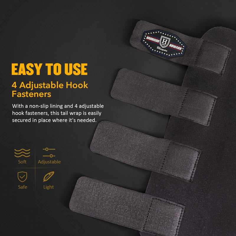 Harrison Howard Adjustable Touch Fasteners Quality Neoprene Versatile Horse Tail Guard Equine Tail Wrap Black - PawsPlanet Australia