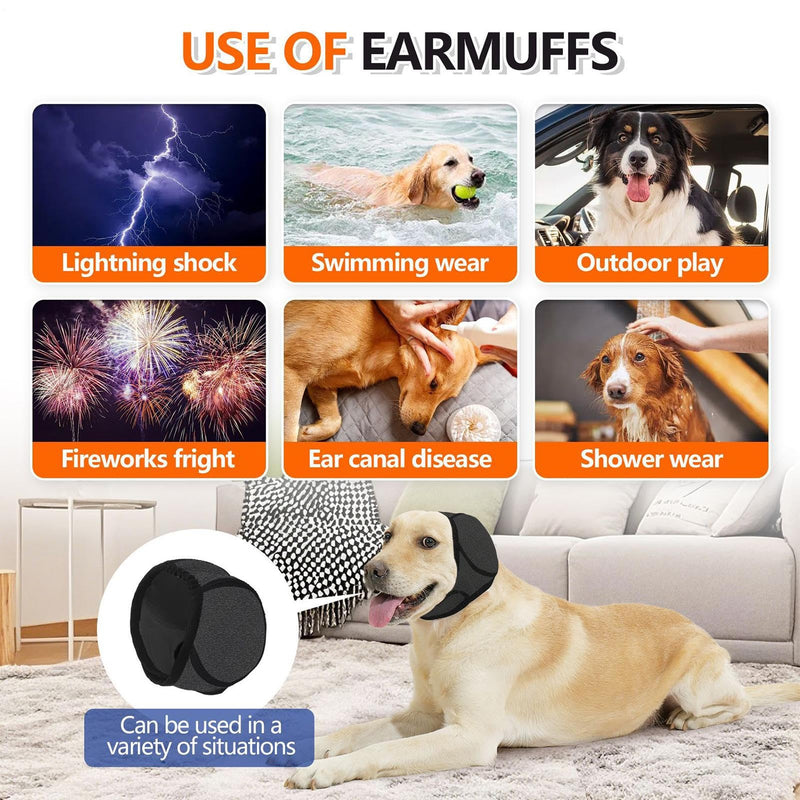 Soundproof Earmuffs for Small Large Dogs, Noise Canceling Waterproof Earplugs for Dogs, Hearing Protection Dog New Year's Eve Fire Brigade, Elastic Dog Ear Protection, Noise Protection Wrap gray S
