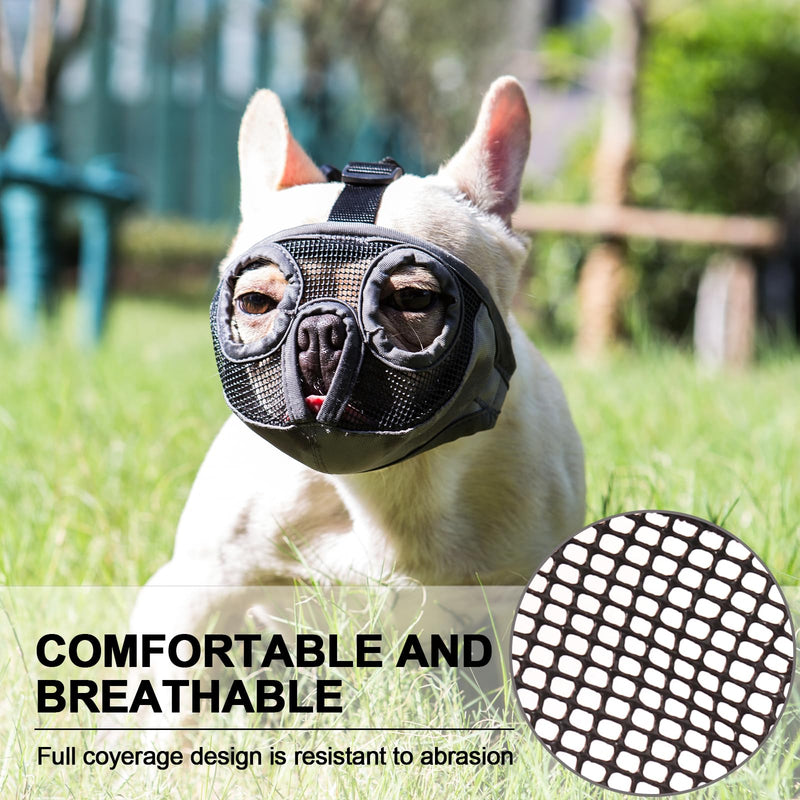 Short Snout Dog Muzzles- Bulldog Muzzle Breathable Mesh Dog Mask for Biting Chewing Training Licking Grooming (Gray, XL（Head 18.1-25") Gray XL（Head 18.1-25") - PawsPlanet Australia